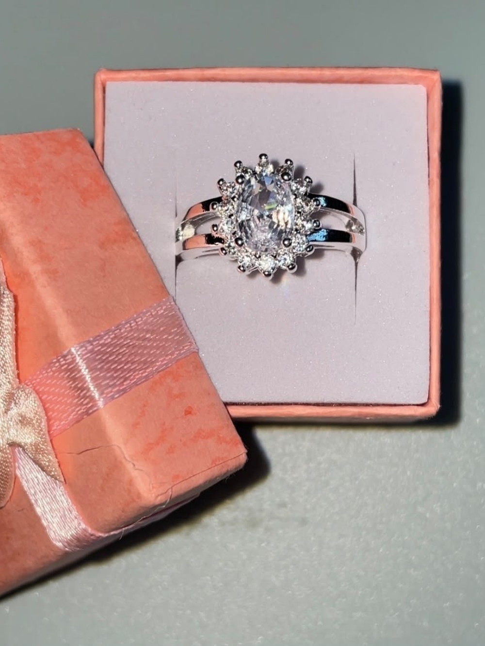 925 silver plated zirconia engagement ring
